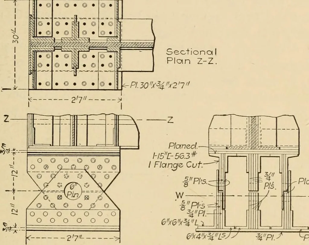 An illustration from Types and details of bridge construction, 1904, leaf 212