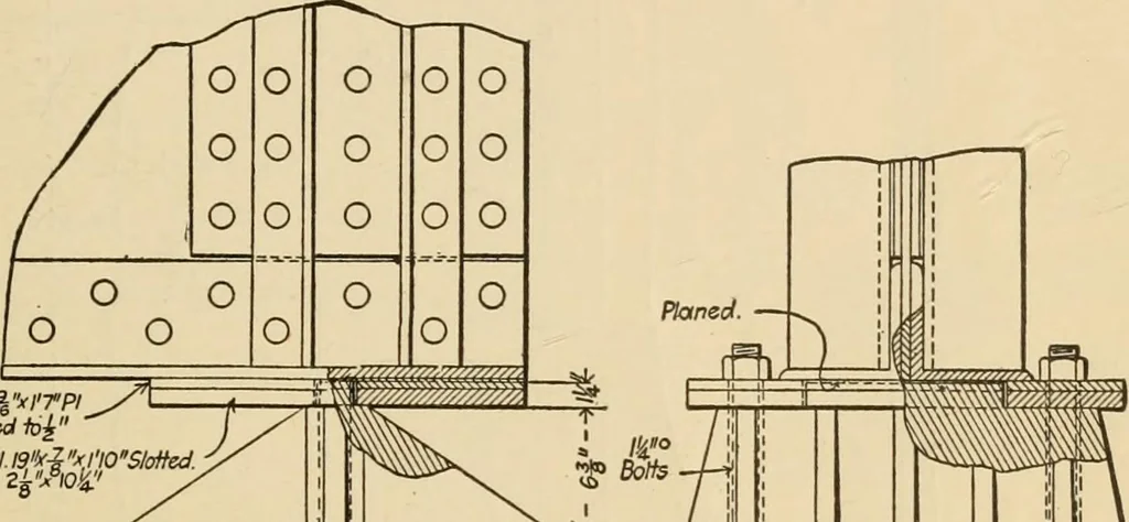An illustration from Types and details of bridge construction, 1904, leaf 218