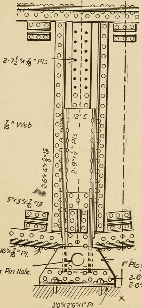 An illustration from Types and details of bridge construction, 1904, leaf 224