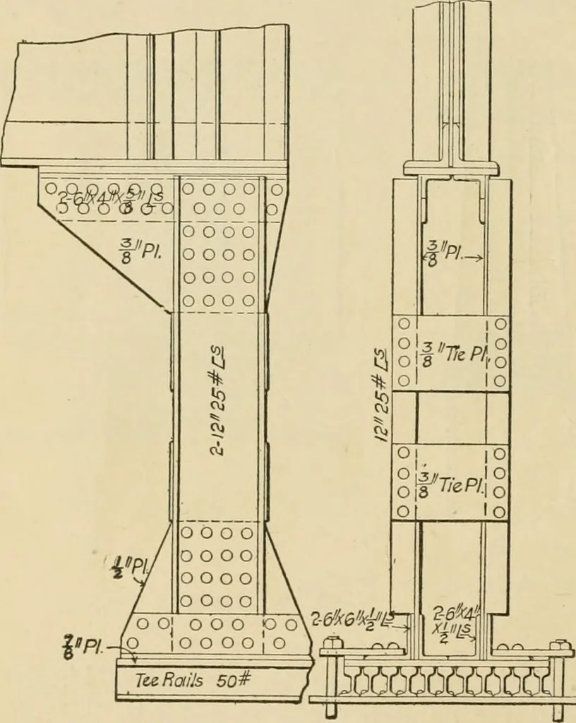 An illustration from Types and details of bridge construction, 1904, leaf 231