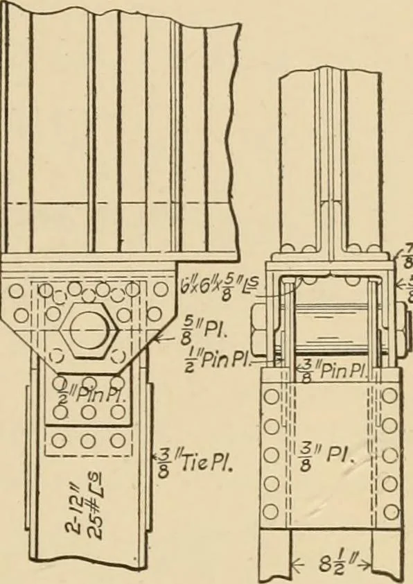 An illustration from Types and details of bridge construction, 1904, leaf 232