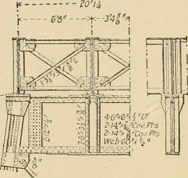 An illustration from Types and details of bridge construction, 1904, leaf 248