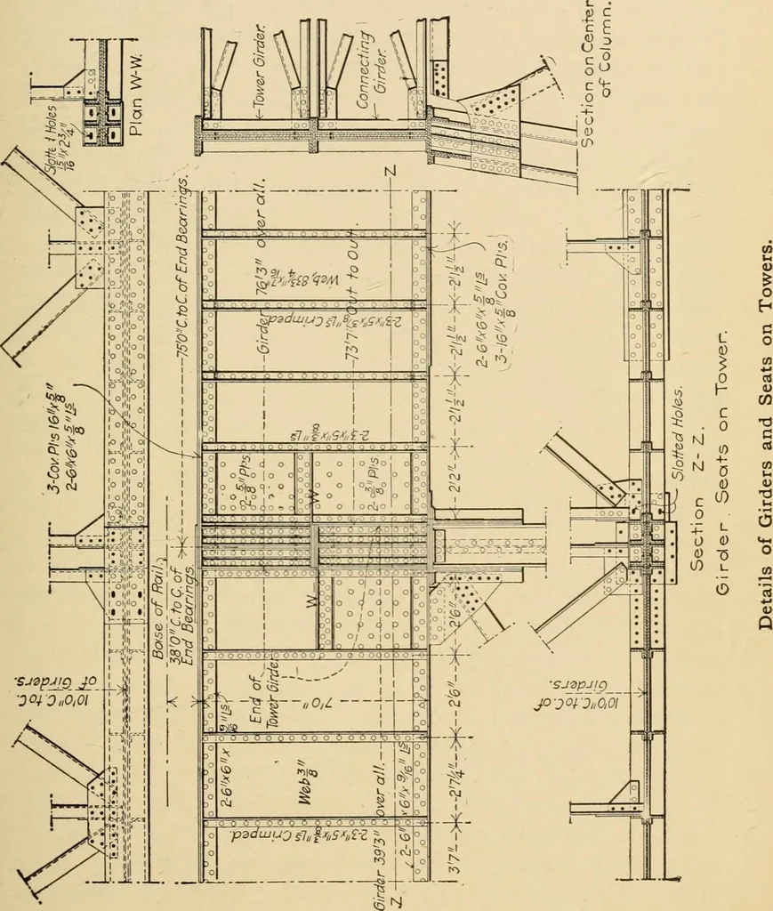 An illustration from Types and details of bridge construction, 1904, leaf 254