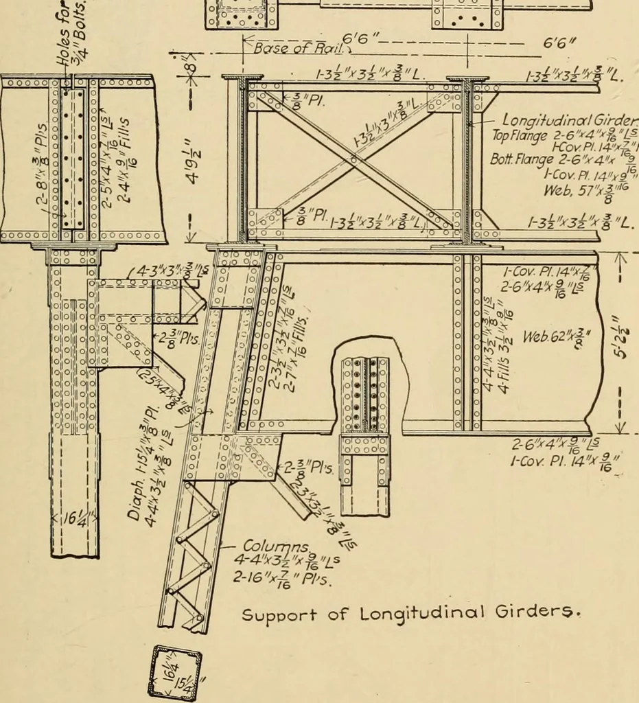 An illustration from Types and details of bridge construction, 1904, leaf 280