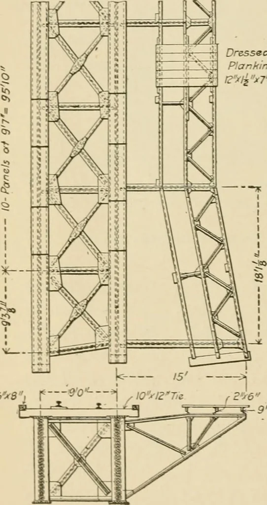 An illustration from Types and details of bridge construction, 1904, leaf 285