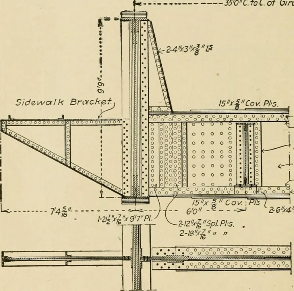 An illustration from Types and details of bridge construction, 1904, leaf 287