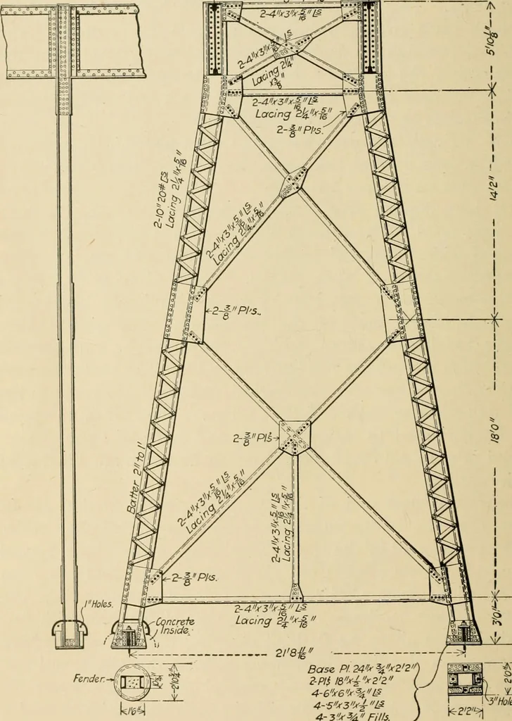 An illustration from Types and details of bridge construction, 1904, leaf 291