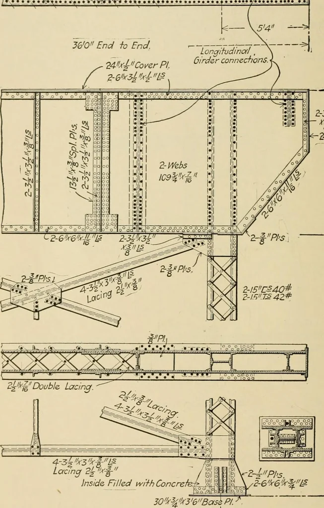 An illustration from Types and details of bridge construction, 1904, leaf 293