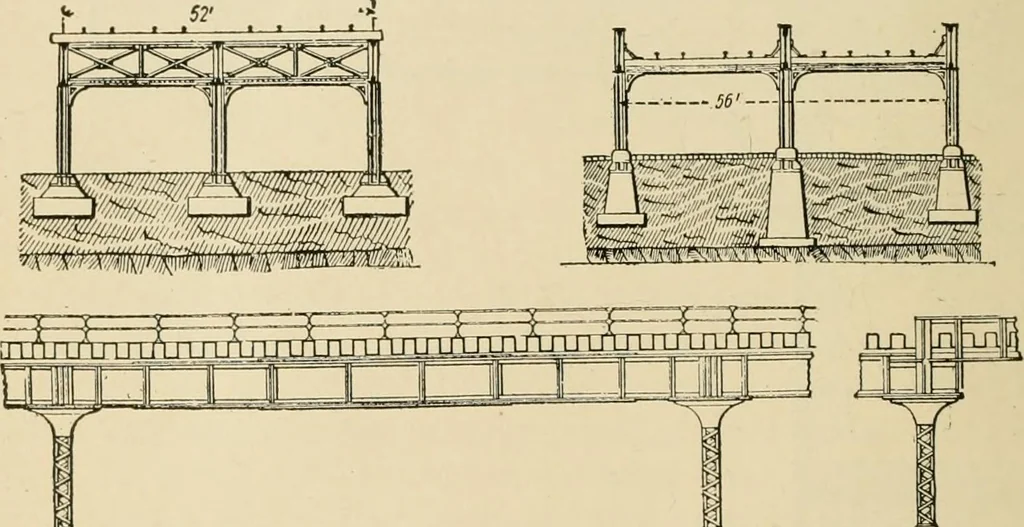 An illustration from Types and details of bridge construction, 1904, leaf 307