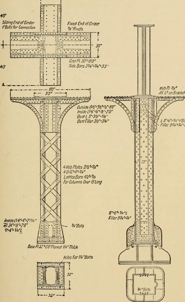 An illustration from Types and details of bridge construction, 1904, leaf 308