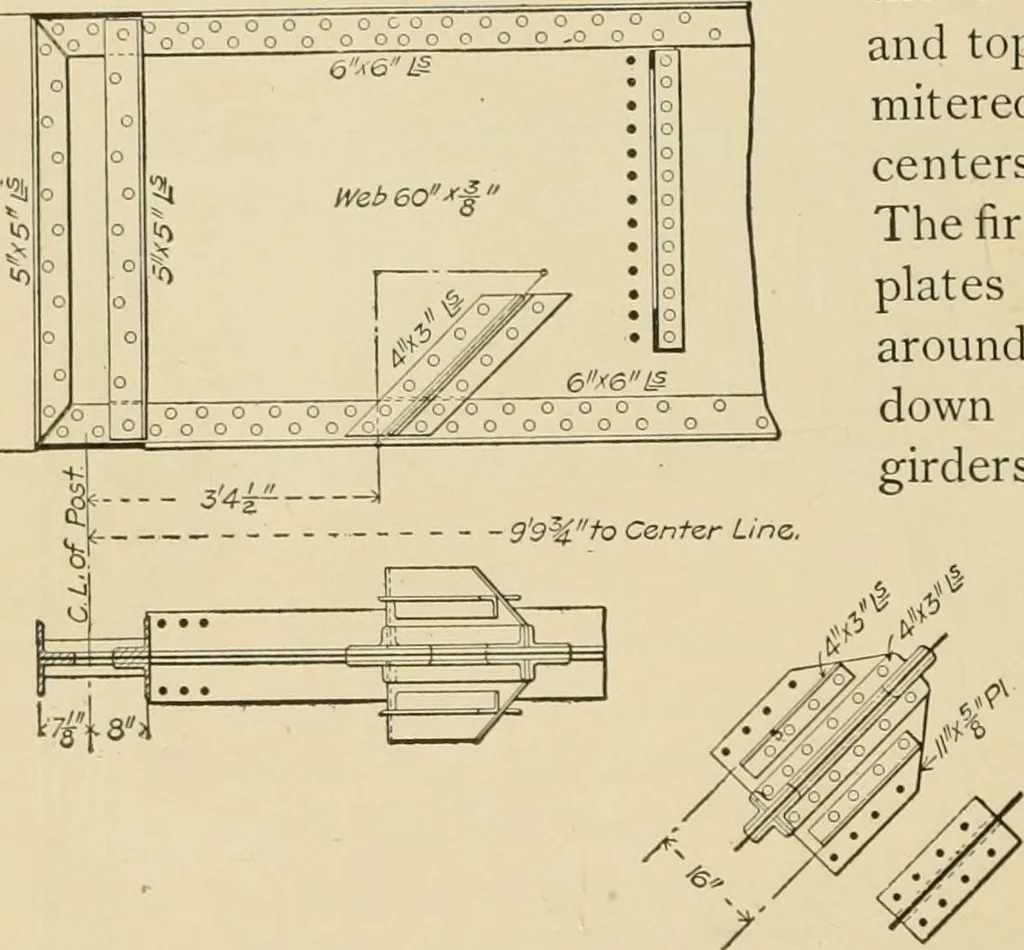 An illustration from Types and details of bridge construction, 1904, leaf 317