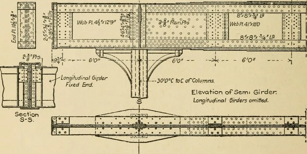 An illustration from Types and details of bridge construction, 1904, leaf 319