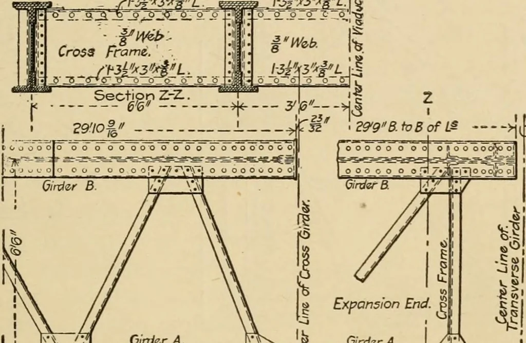 An illustration from Types and details of bridge construction, 1904, leaf 320