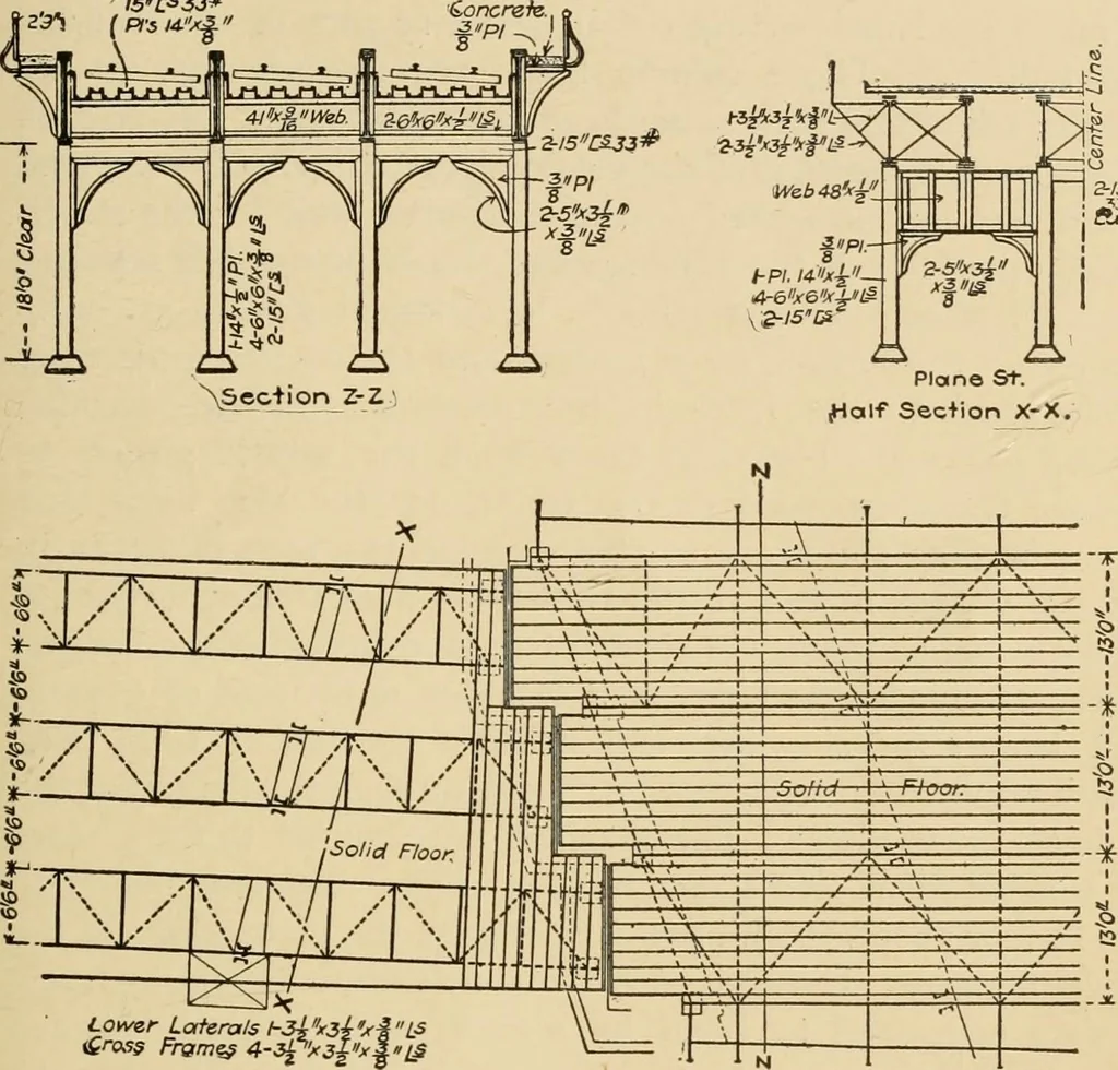 An illustration from Types and details of bridge construction, 1904, leaf 330