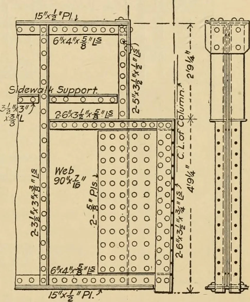 An illustration from Types and details of bridge construction, 1904, leaf 336
