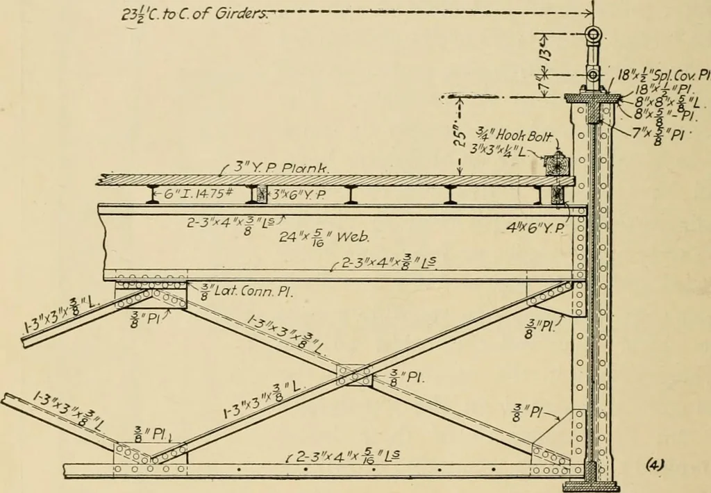 An illustration from Types and details of bridge construction, 1904, leaf 341