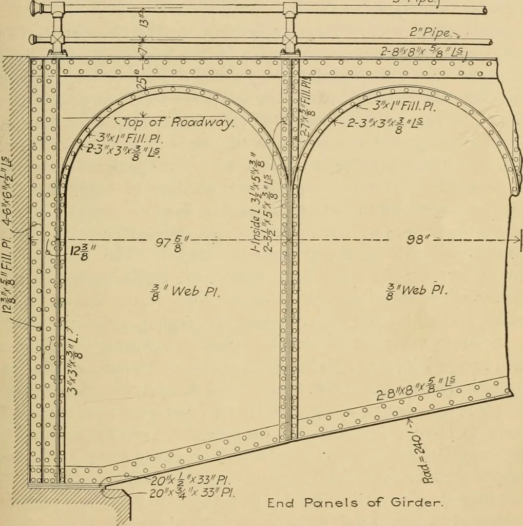An illustration from Types and details of bridge construction, 1904, leaf 342