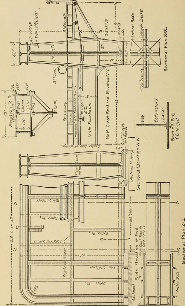 An illustration from Types and details of bridge construction, 1904, leaf 345