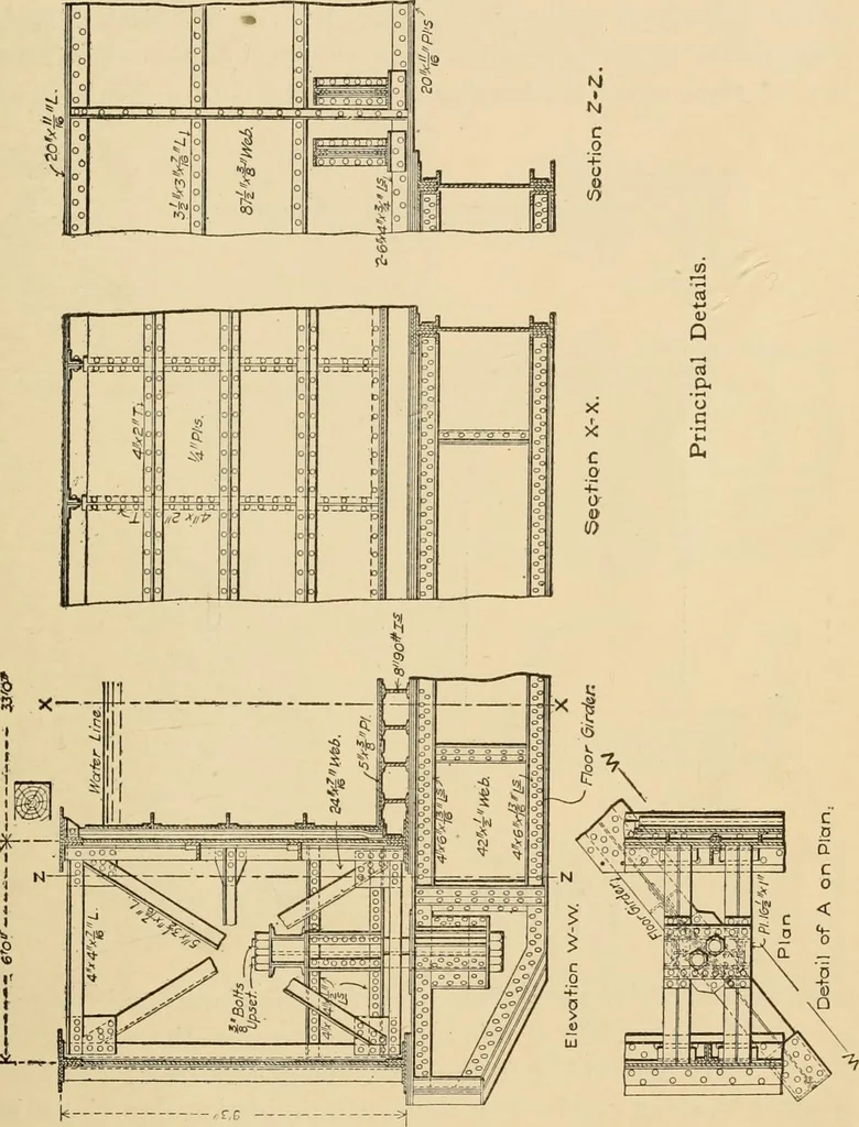 An illustration from Types and details of bridge construction, 1904, leaf 350