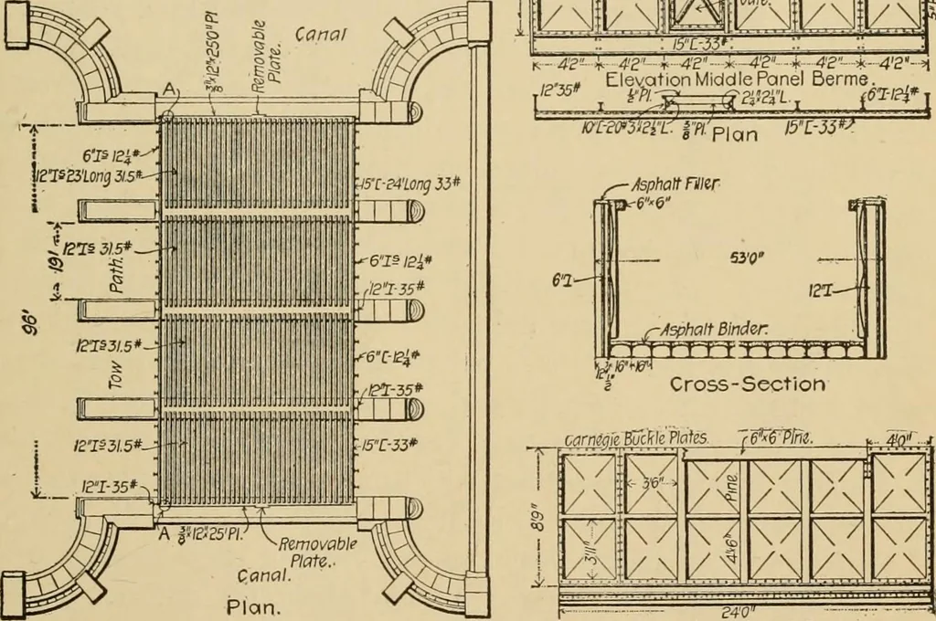 An illustration from Types and details of bridge construction, 1904, leaf 352