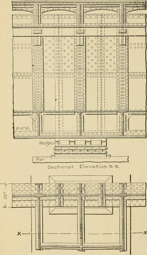 An illustration from Types and details of bridge construction, 1904, leaf 355