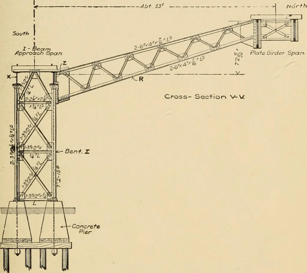 An illustration from Types and details of bridge construction, 1904, leaf 374