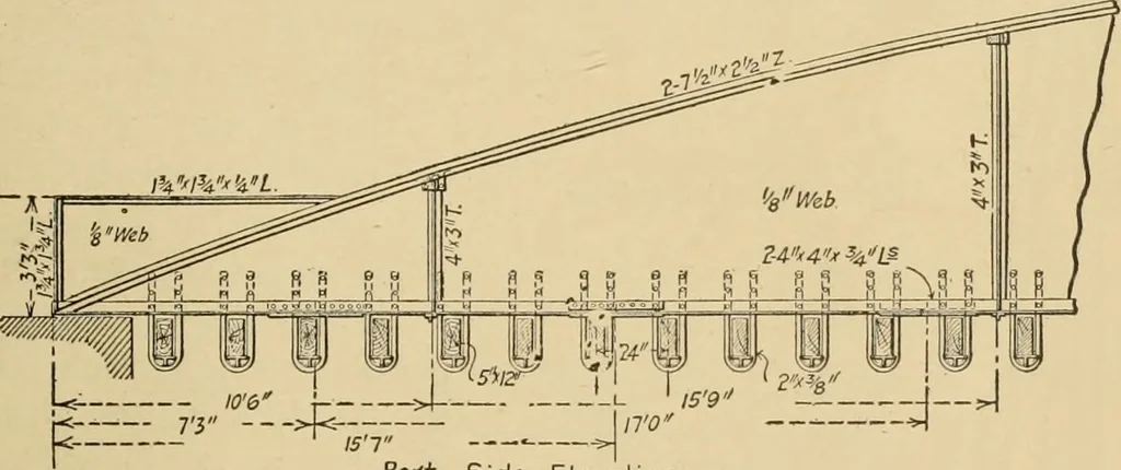 An illustration from Types and details of bridge construction, 1904, leaf 376