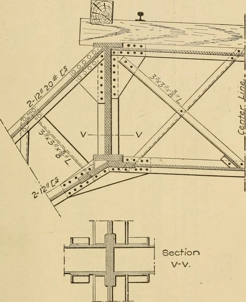 An illustration from Types and details of bridge construction, 1904, leaf 380