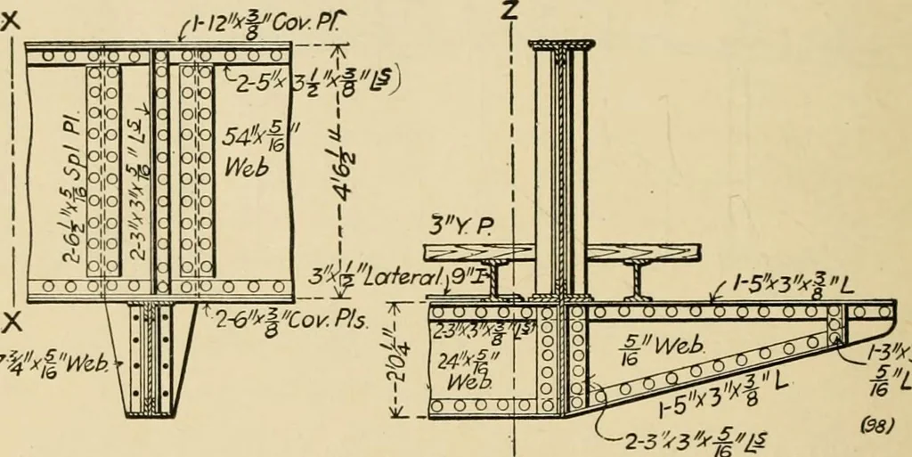 An illustration from Types and details of bridge construction, 1904, leaf 387