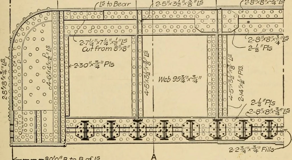 An illustration from Types and details of bridge construction, 1904, leaf 82