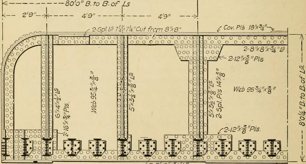 An illustration from Types and details of bridge construction, 1904, leaf 83