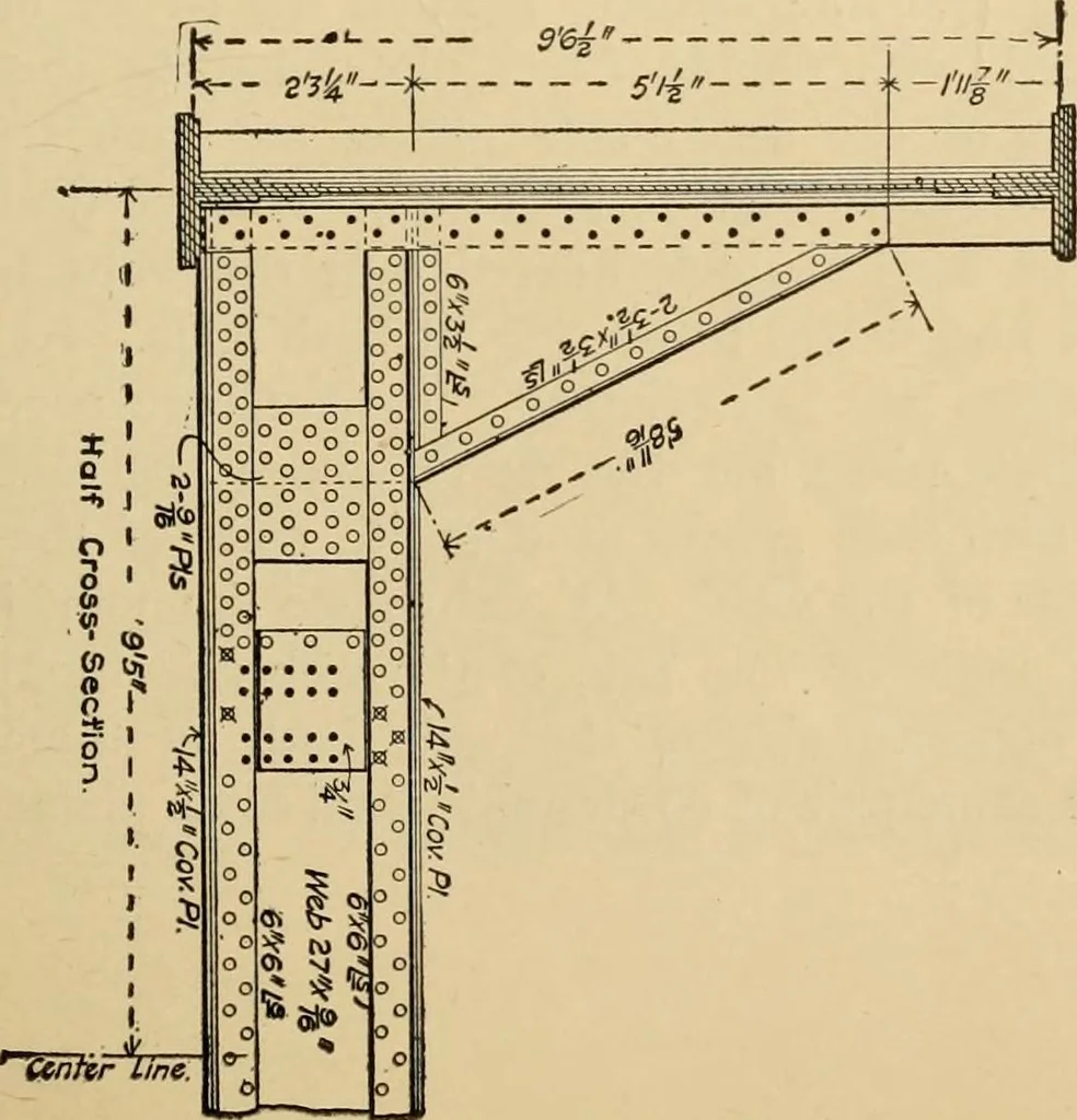 An illustration from Types and details of bridge construction, 1904, leaf 84