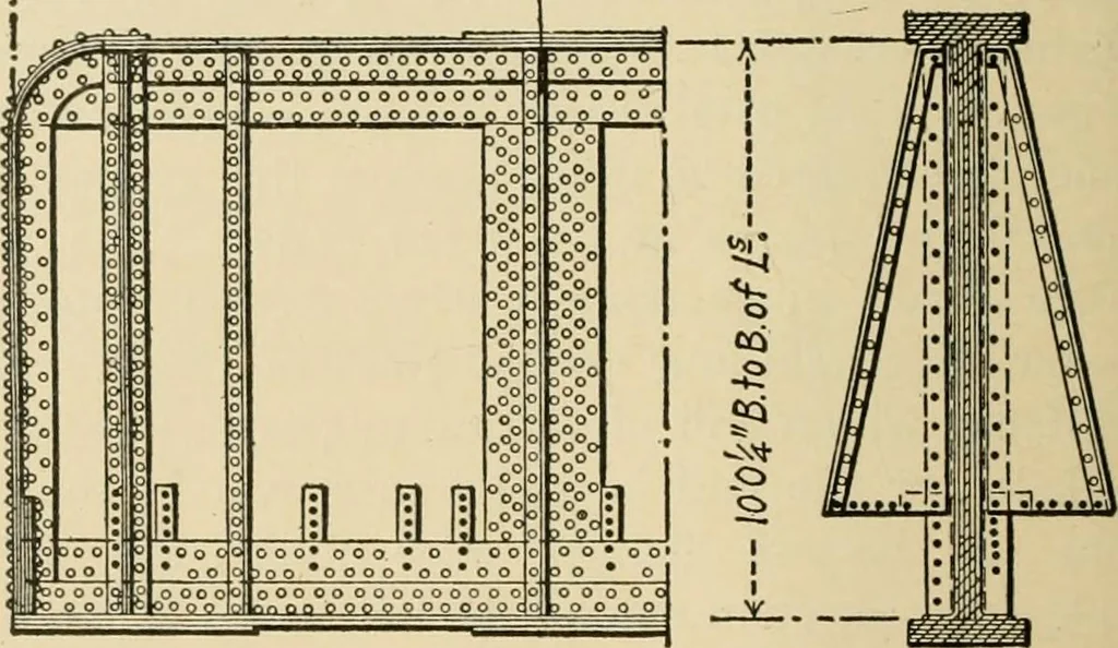 An illustration from Types and details of bridge construction, 1904, leaf 91