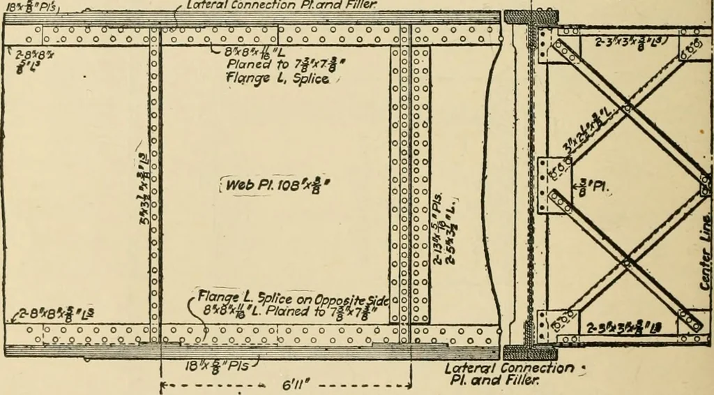 An illustration from Types and details of bridge construction, 1904, leaf 95