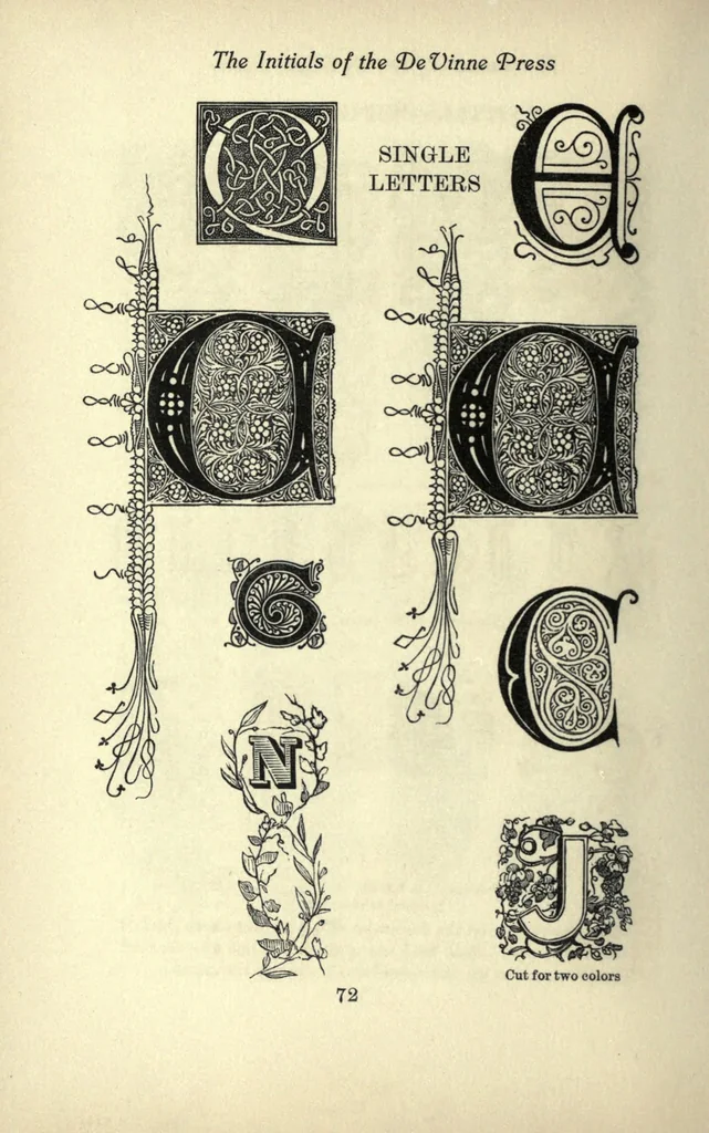 An illustration from Types of the De Vinne press; specimens for the use of compositors, proofreaders and publishers, 1907, leaf 88