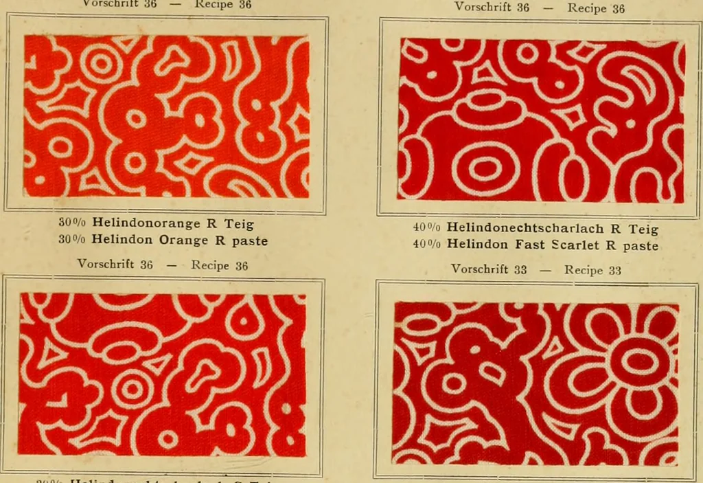 An illustration from Typfarben auf Baumwolle : gedruckt und geätzt = Standard colours on cotton : printed and discharged, 1900, leaf 46