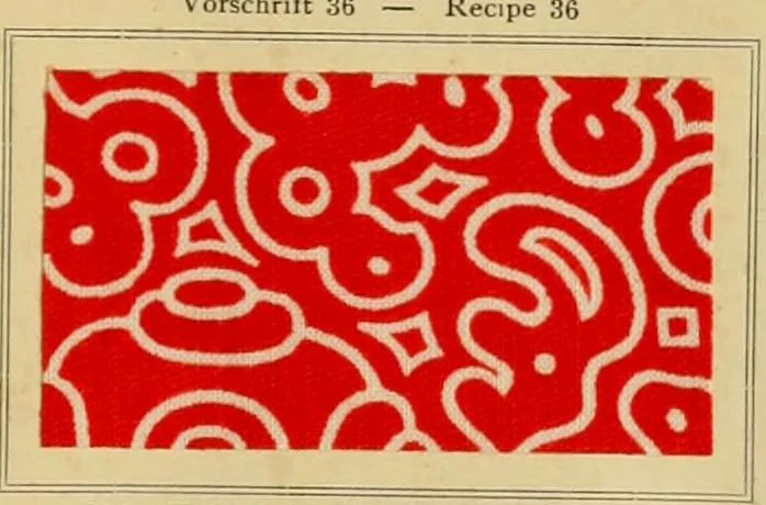 An illustration from Typfarben auf Baumwolle : gedruckt und geätzt = Standard colours on cotton : printed and discharged, 1900, leaf 46