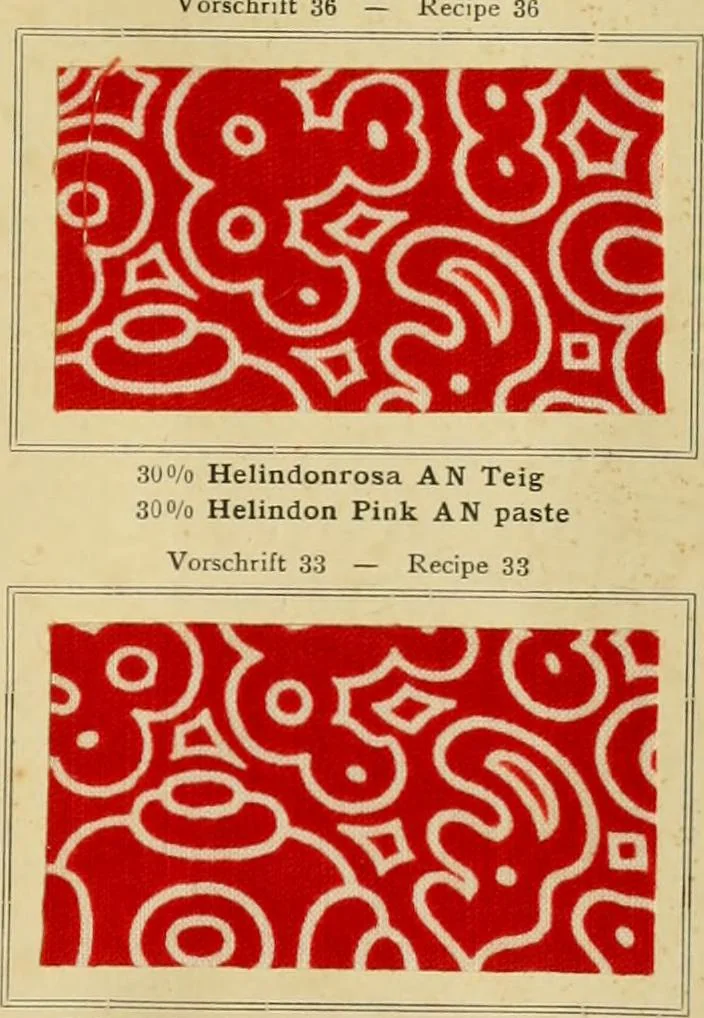 An illustration from Typfarben auf Baumwolle : gedruckt und geätzt = Standard colours on cotton : printed and discharged, 1900, leaf 46