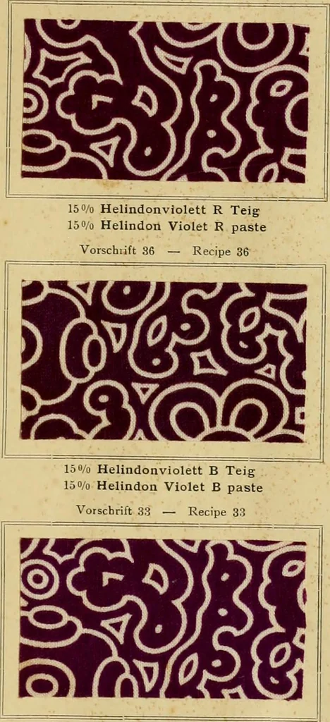 An illustration from Typfarben auf Baumwolle : gedruckt und geätzt = Standard colours on cotton : printed and discharged, 1900, leaf 50