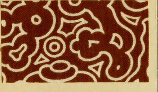 An illustration from Typfarben auf Baumwolle : gedruckt und geätzt = Standard colours on cotton : printed and discharged, 1900, leaf 6