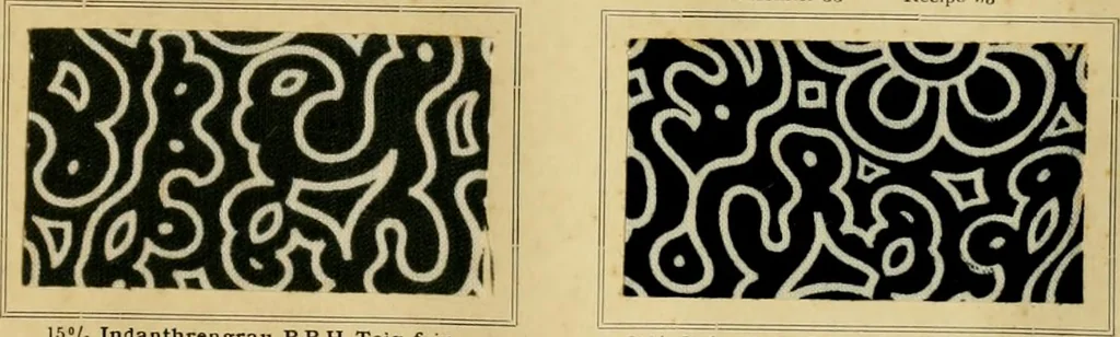 An illustration from Typfarben auf Baumwolle : gedruckt und geätzt = Standard colours on cotton : printed and discharged, 1900, leaf 60