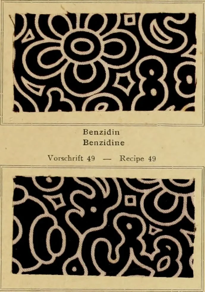An illustration from Typfarben auf Baumwolle : gedruckt und geätzt = Standard colours on cotton : printed and discharged, 1900, leaf 66