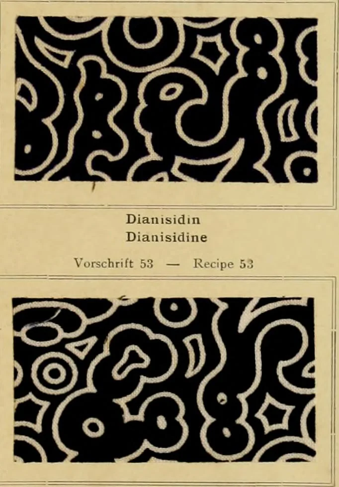 An illustration from Typfarben auf Baumwolle : gedruckt und geätzt = Standard colours on cotton : printed and discharged, 1900, leaf 66