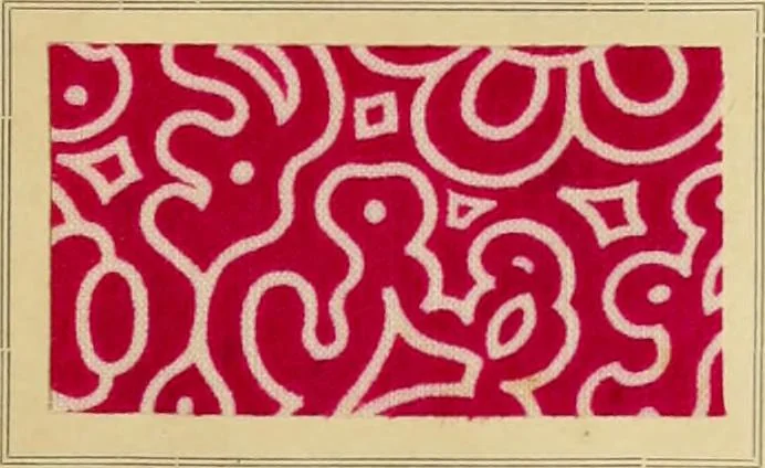 An illustration from Typfarben auf Baumwolle : gedruckt und geätzt = Standard colours on cotton : printed and discharged, 1900, leaf 8