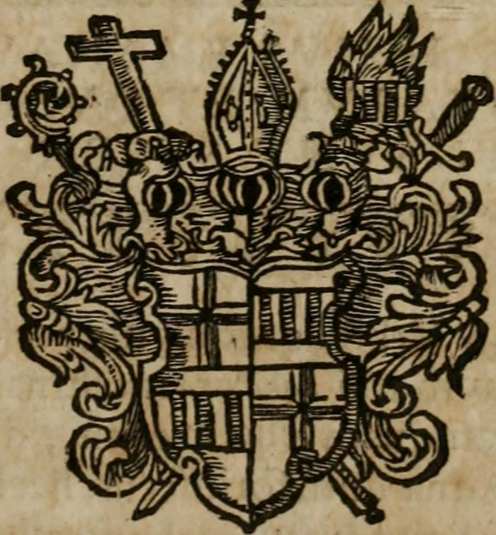 An illustration from Typicus hieropolitarcha, in antitypo expressus, anno Christi eodem : quo Theodorus Adolphus Paderbornensis Antistes XXXXVI a suis rite inauguratus ista sua exhibebat insignia, 1651, leaf 36