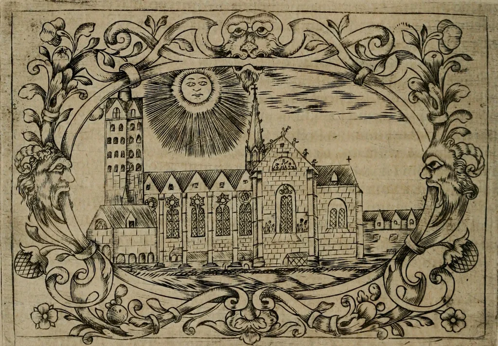 An illustration from Typicus hieropolitarcha, in antitypo expressus, anno Christi eodem : quo Theodorus Adolphus Paderbornensis Antistes XXXXVI a suis rite inauguratus ista sua exhibebat insignia, 1651, leaf 73