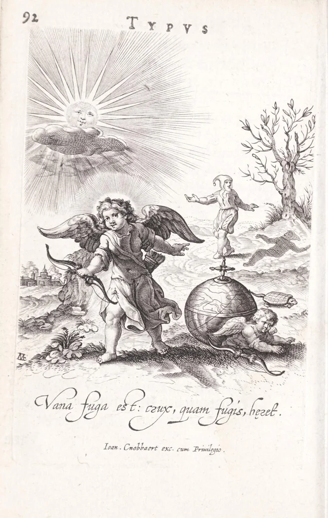 An illustration from Typus mundi, in quo eius calamitates et pericula nec non diuini, humanique amoris antipathia emblematice proponuntur, 1627, leaf 100