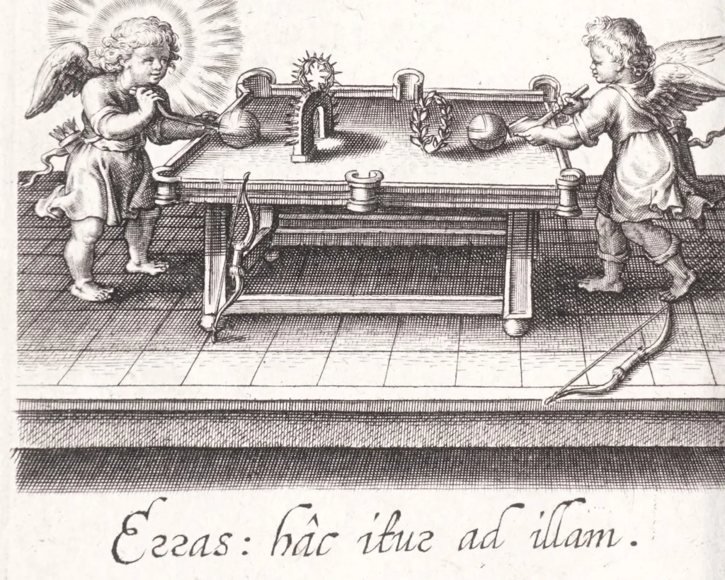 An illustration from Typus mundi, in quo eius calamitates et pericula nec non diuini, humanique amoris antipathia emblematice proponuntur, 1627, leaf 108