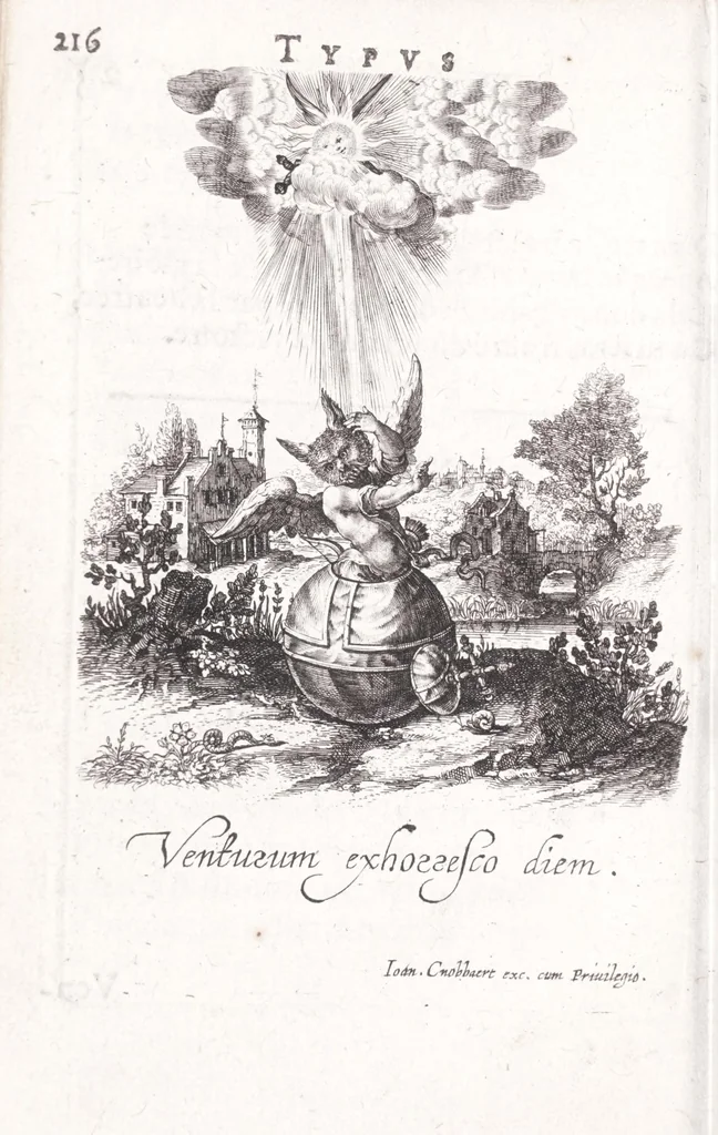 An illustration from Typus mundi, in quo eius calamitates et pericula nec non diuini, humanique amoris antipathia emblematice proponuntur, 1627, leaf 124