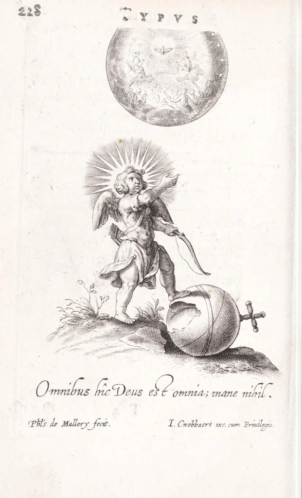 An illustration from Typus mundi, in quo eius calamitates et pericula nec non diuini, humanique amoris antipathia emblematice proponuntur, 1627, leaf 136